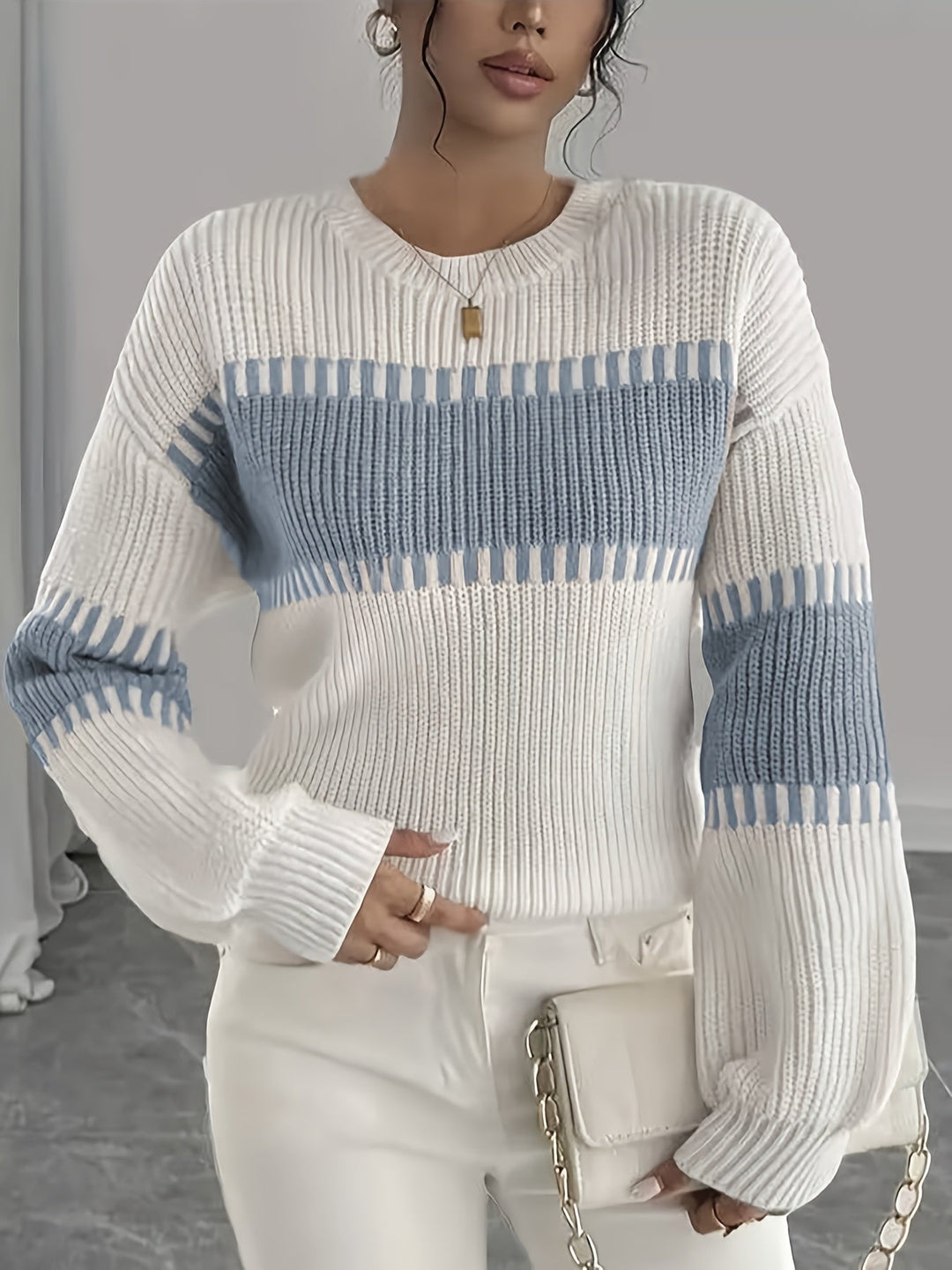 Colour-Block Striped Sweater
