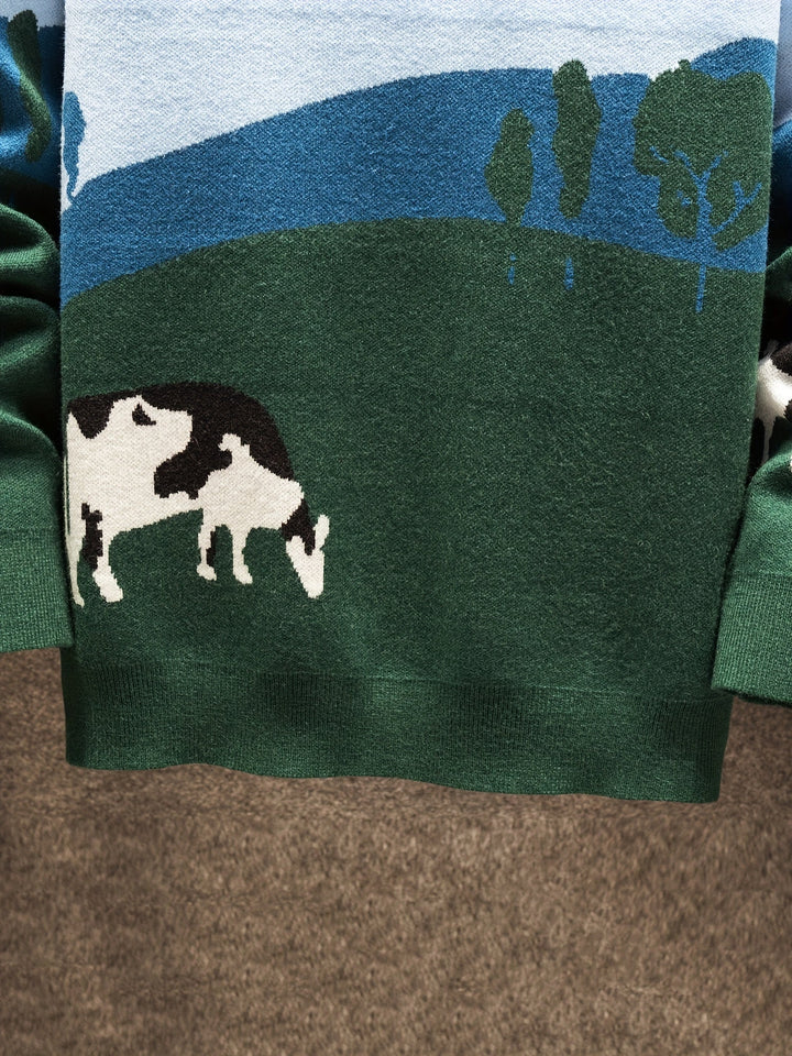 Pastoral Scene Crew Neck Sweater