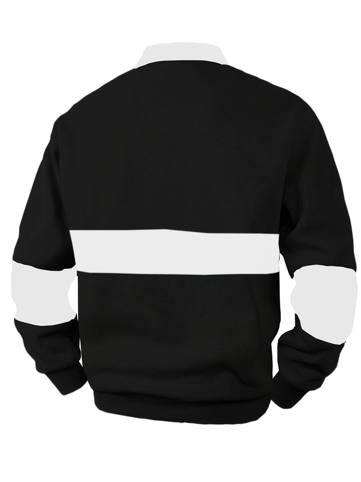 Color-Block Long Sleeve Polo Shirt