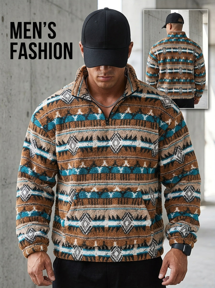 Patterned Quarter-Zip Pullover