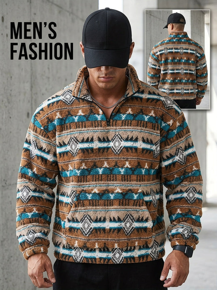 Patterned Quarter-Zip Pullover