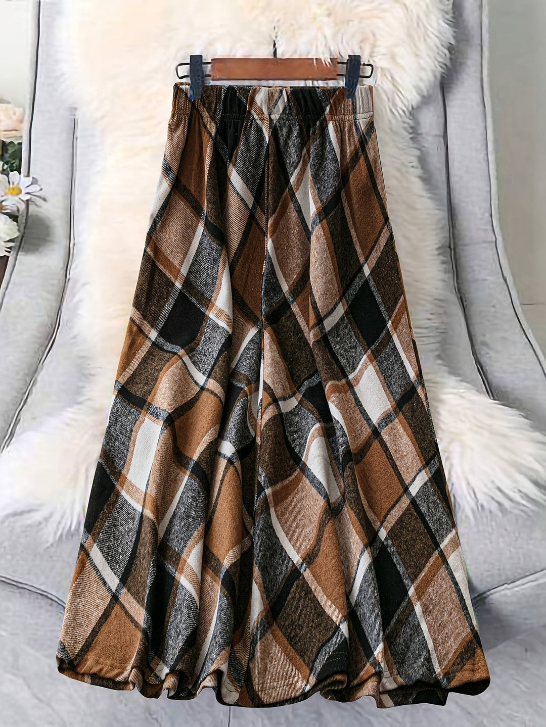 Flared A-Line Plaid Skirt