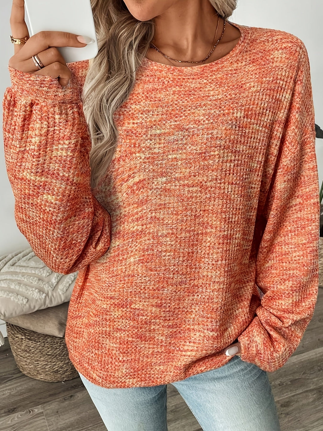 Relaxed Waffle-Knit Sweater