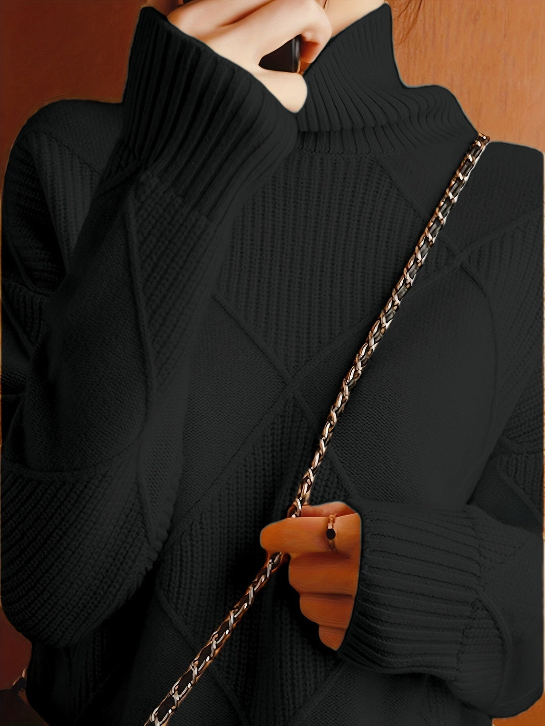 Textured Turtleneck Sweater