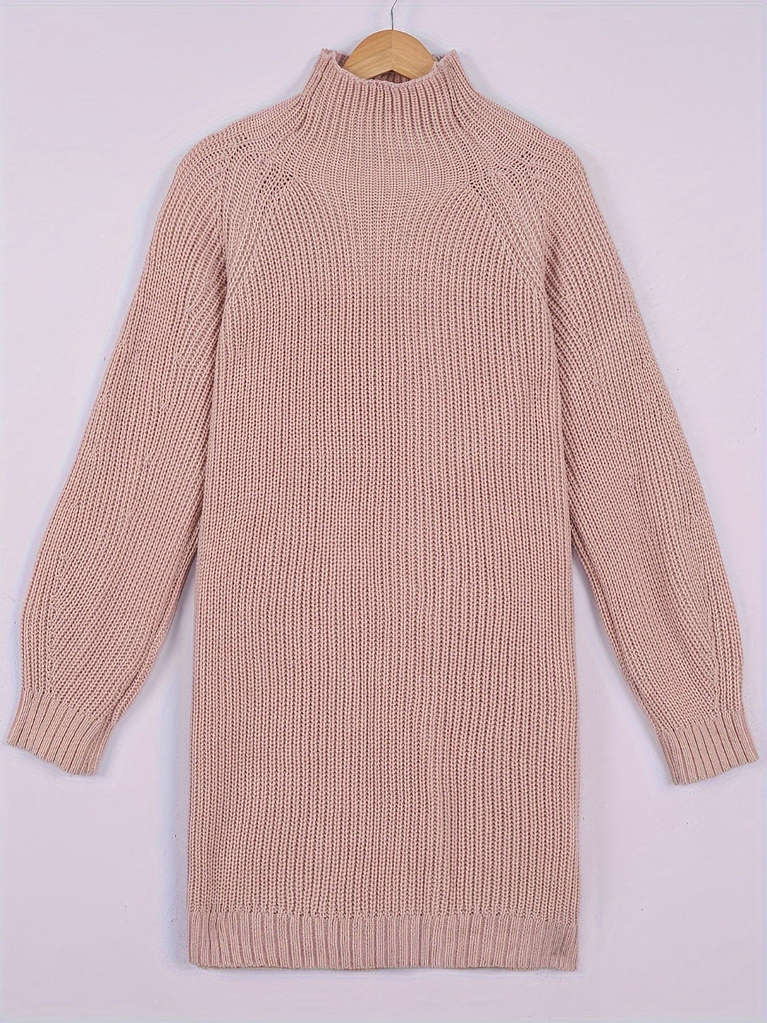 Relaxed Half-Turtleneck Sweater Dress