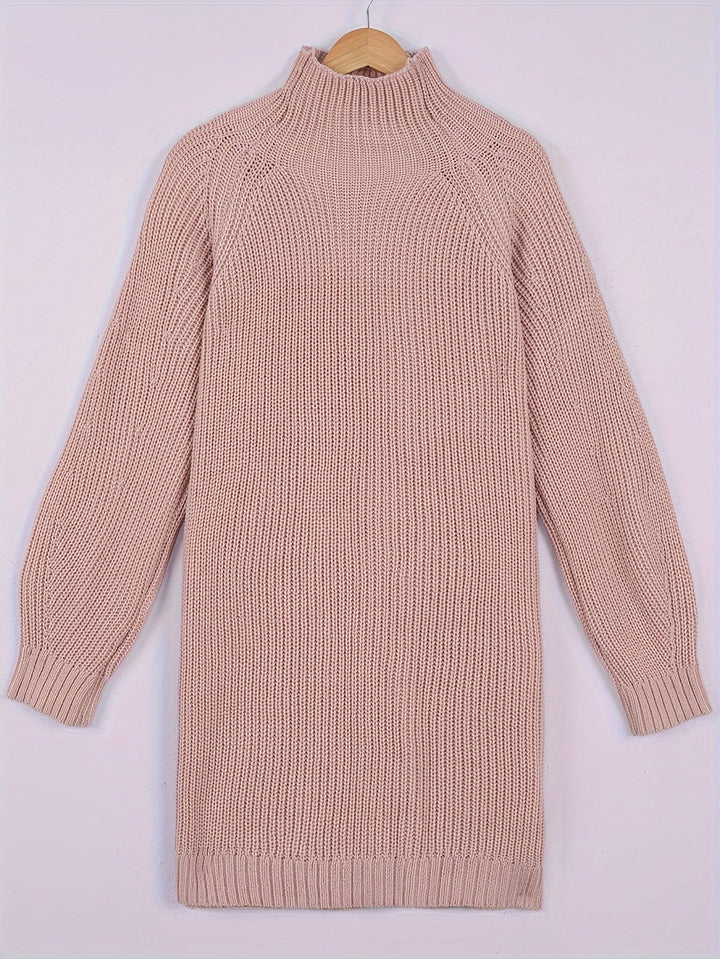 Relaxed Half-Turtleneck Sweater Dress