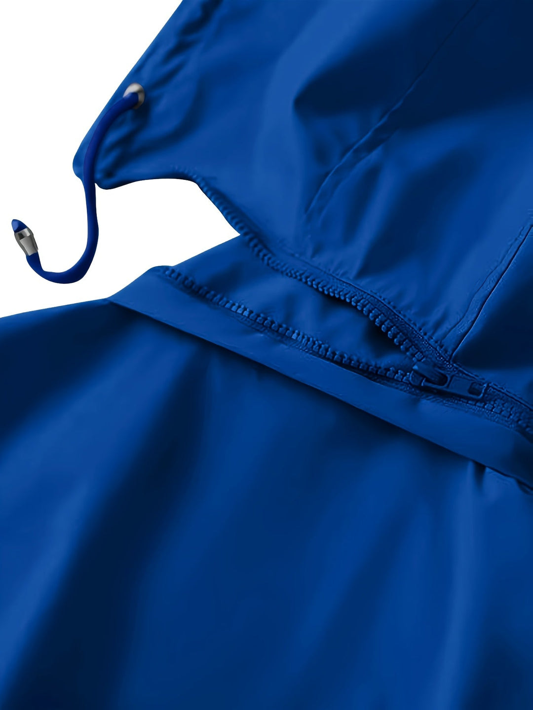 Hooded Drawstring Rain Jacket