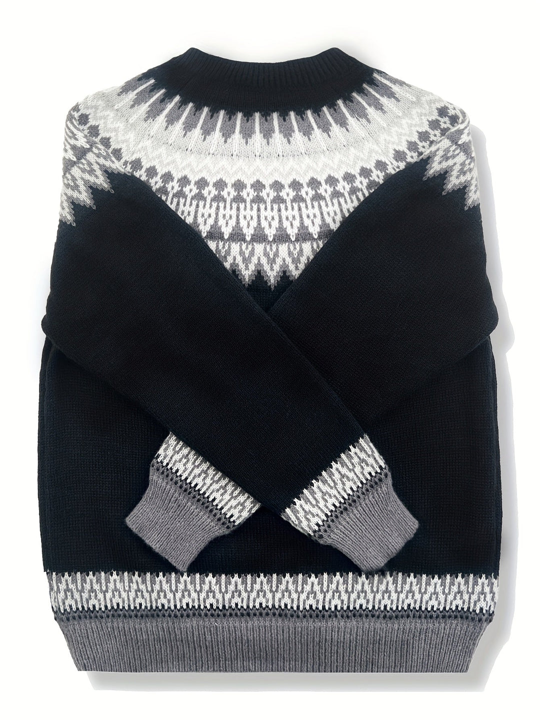 Chunky Jacquard Round Neck Sweater
