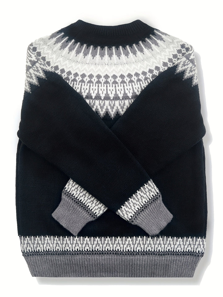 Chunky Jacquard Round Neck Sweater