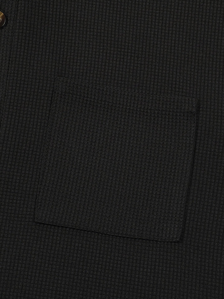 Textured Long Sleeve Henley Shirt