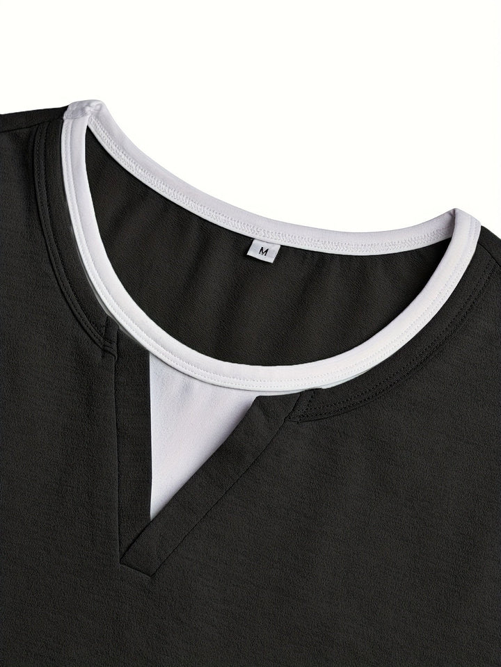 Refined Notch-Neck Henley Shirt