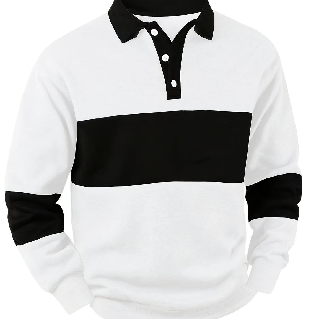 Color-Block Long Sleeve Polo Shirt