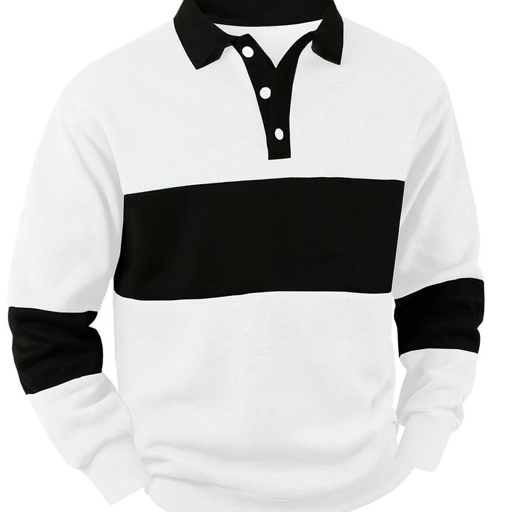 Color-Block Long Sleeve Polo Shirt