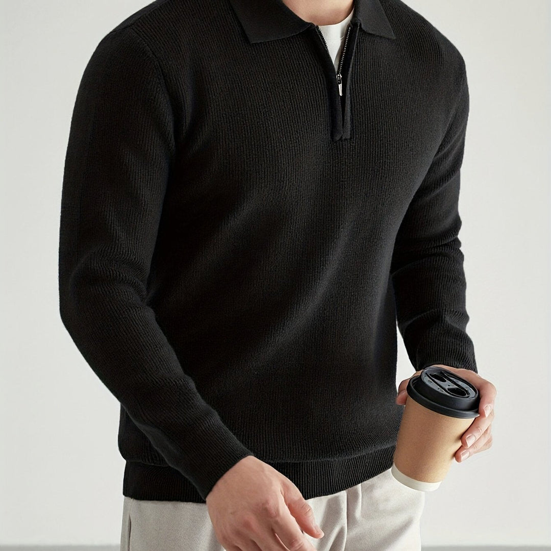Refined Quarter-Zip Polo Sweater