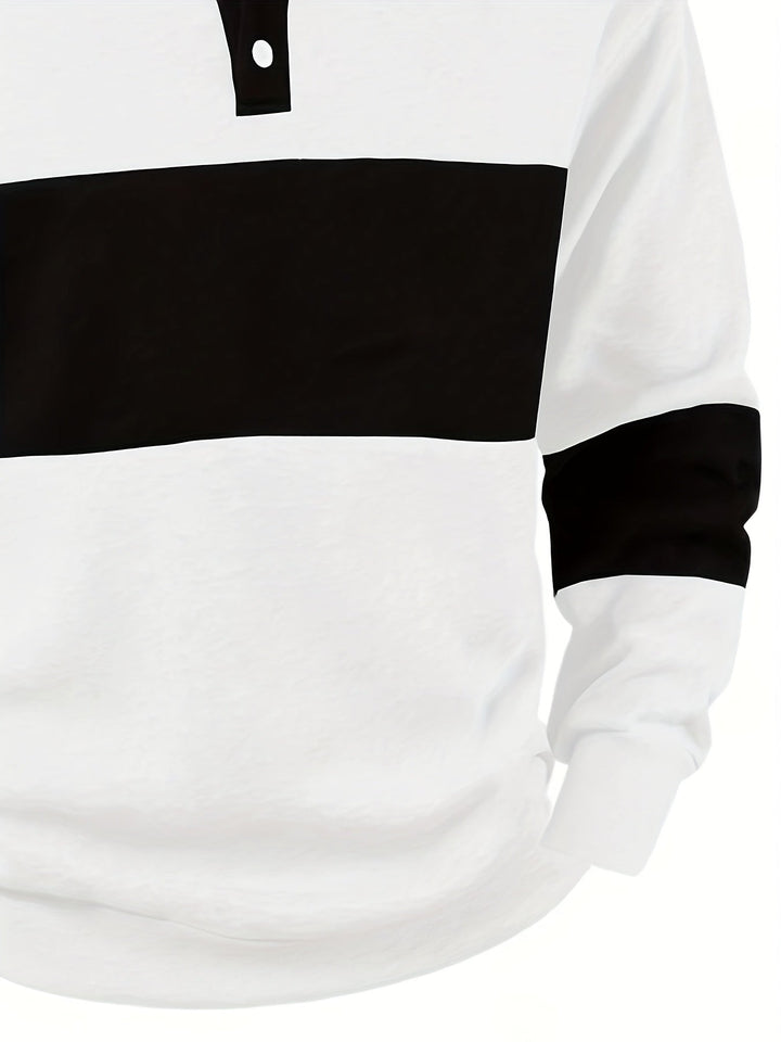 Color-Block Long Sleeve Polo Shirt