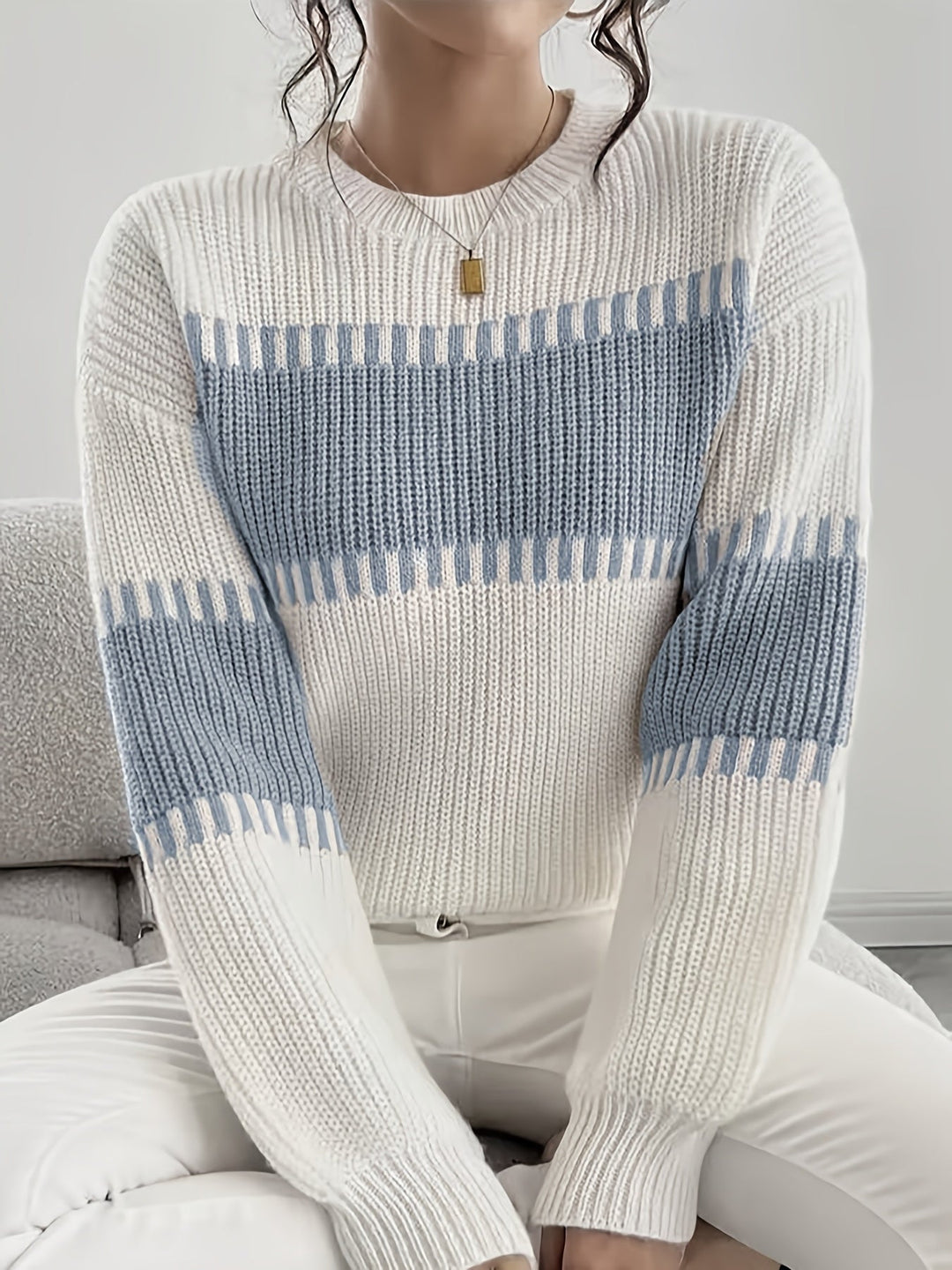 Colour-Block Striped Sweater