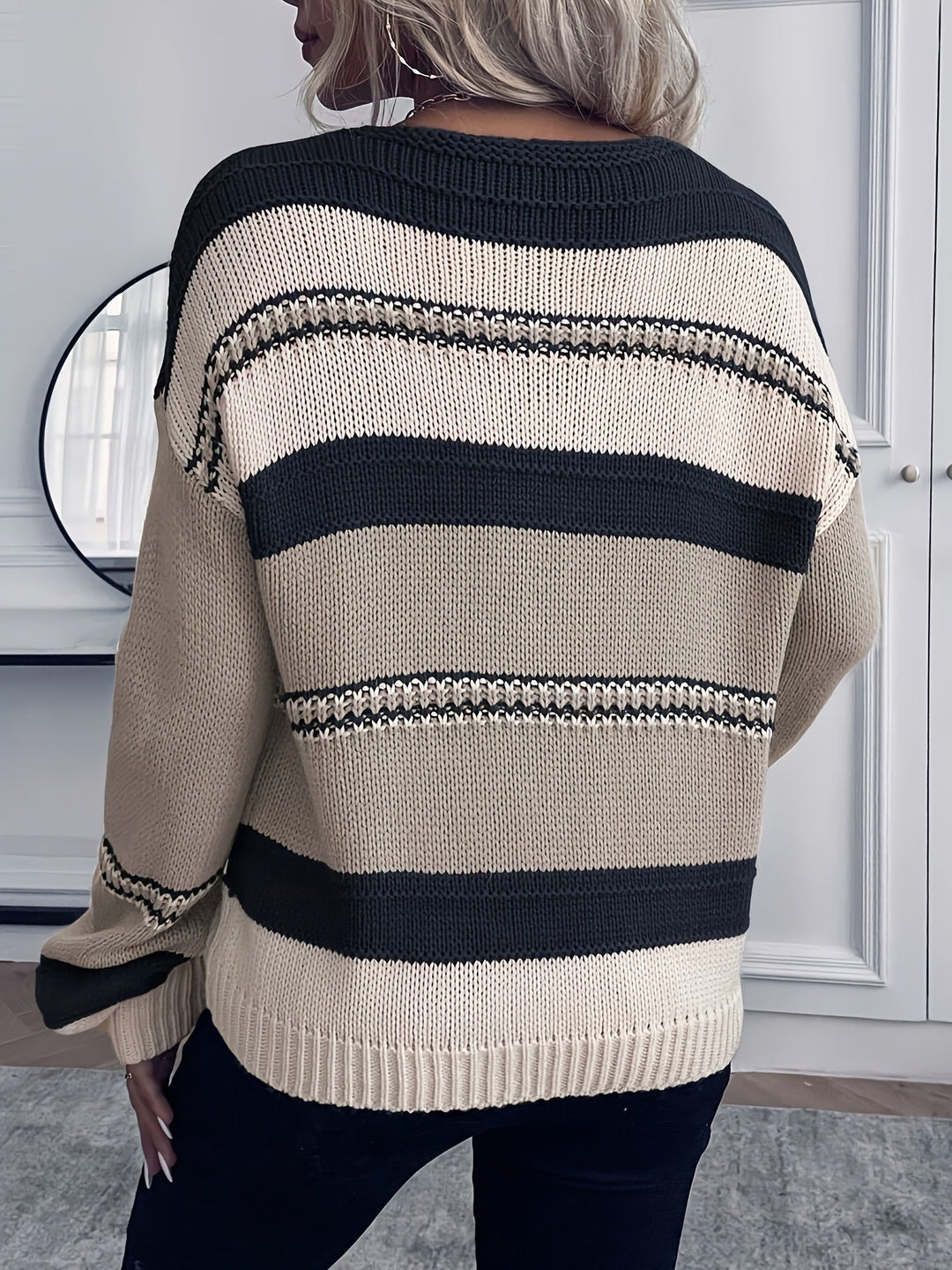 Colour-Block V-Neck Sweater