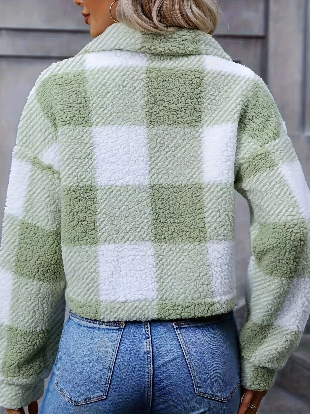Cozy Cropped Plaid Jacket