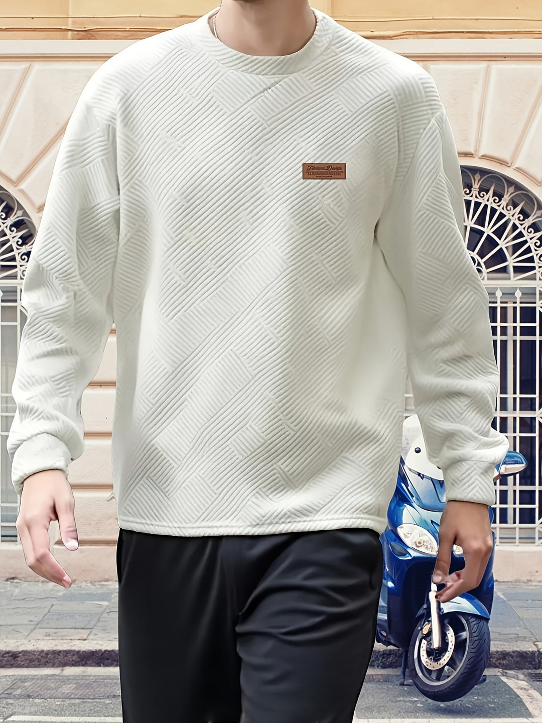 Textured Crew Neck Sweatshirt