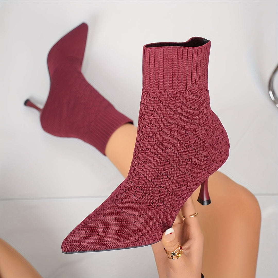 Pointed Sock-Style Ankle Boots