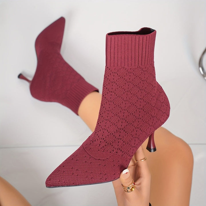 Pointed Sock-Style Ankle Boots
