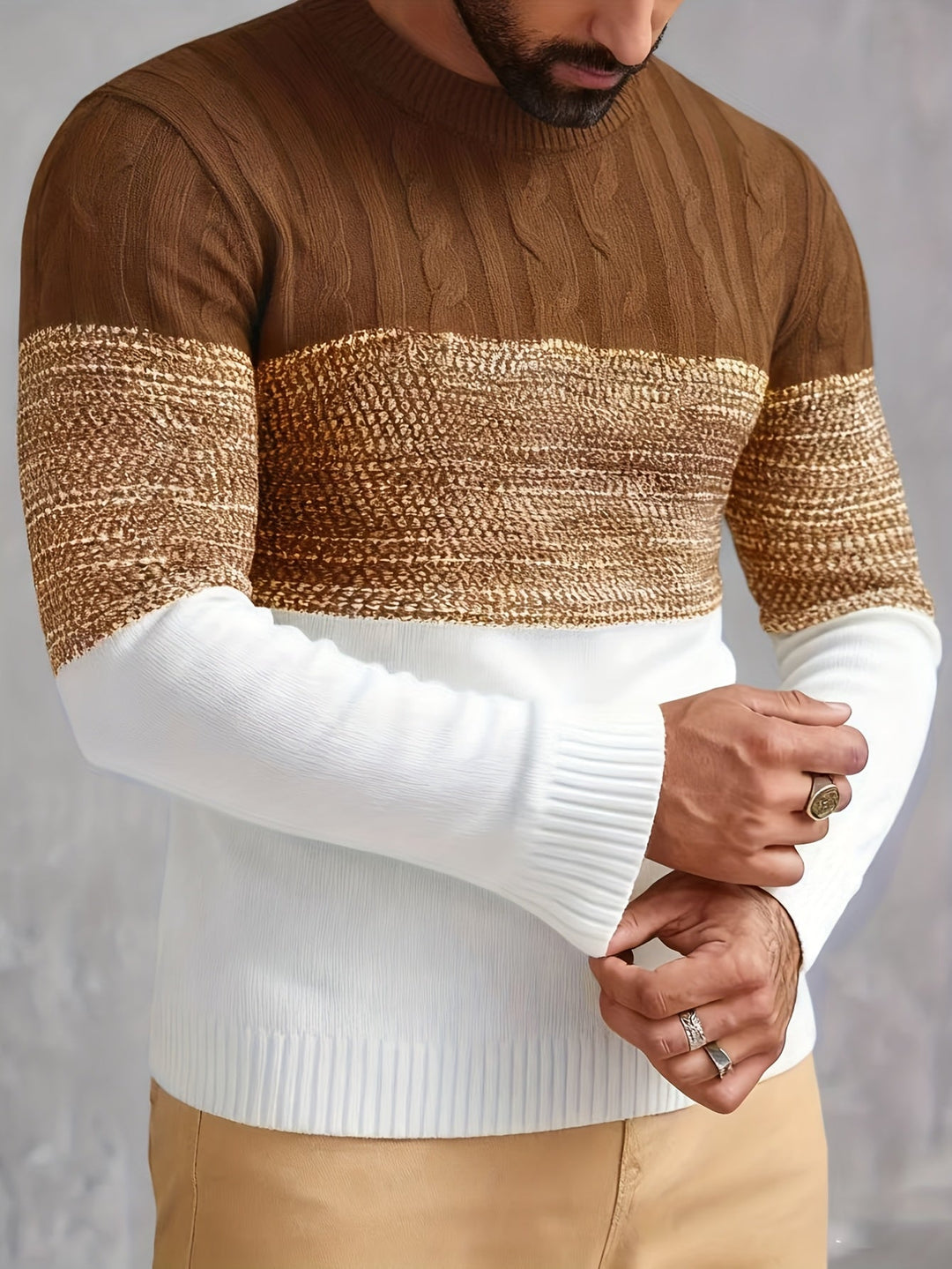 Color-Block Crew Neck Sweater