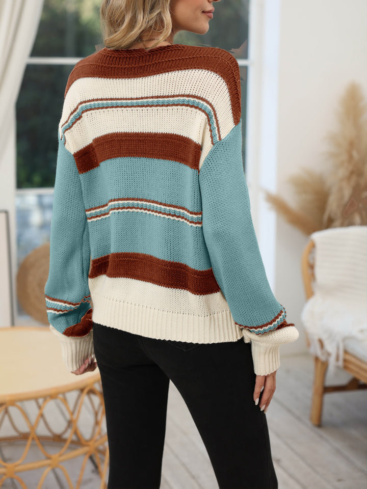 Colour-Block V-Neck Sweater