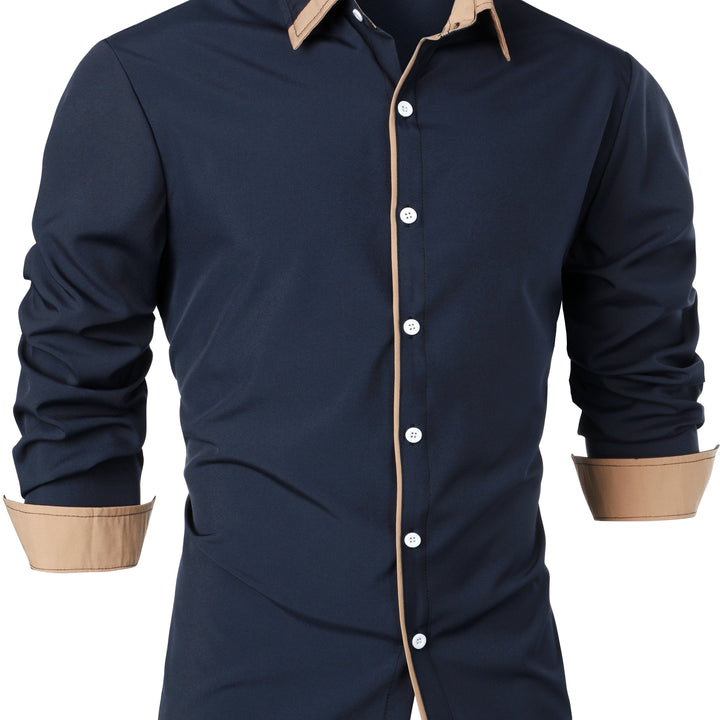 Contrast-Trim Long Sleeve Shirt