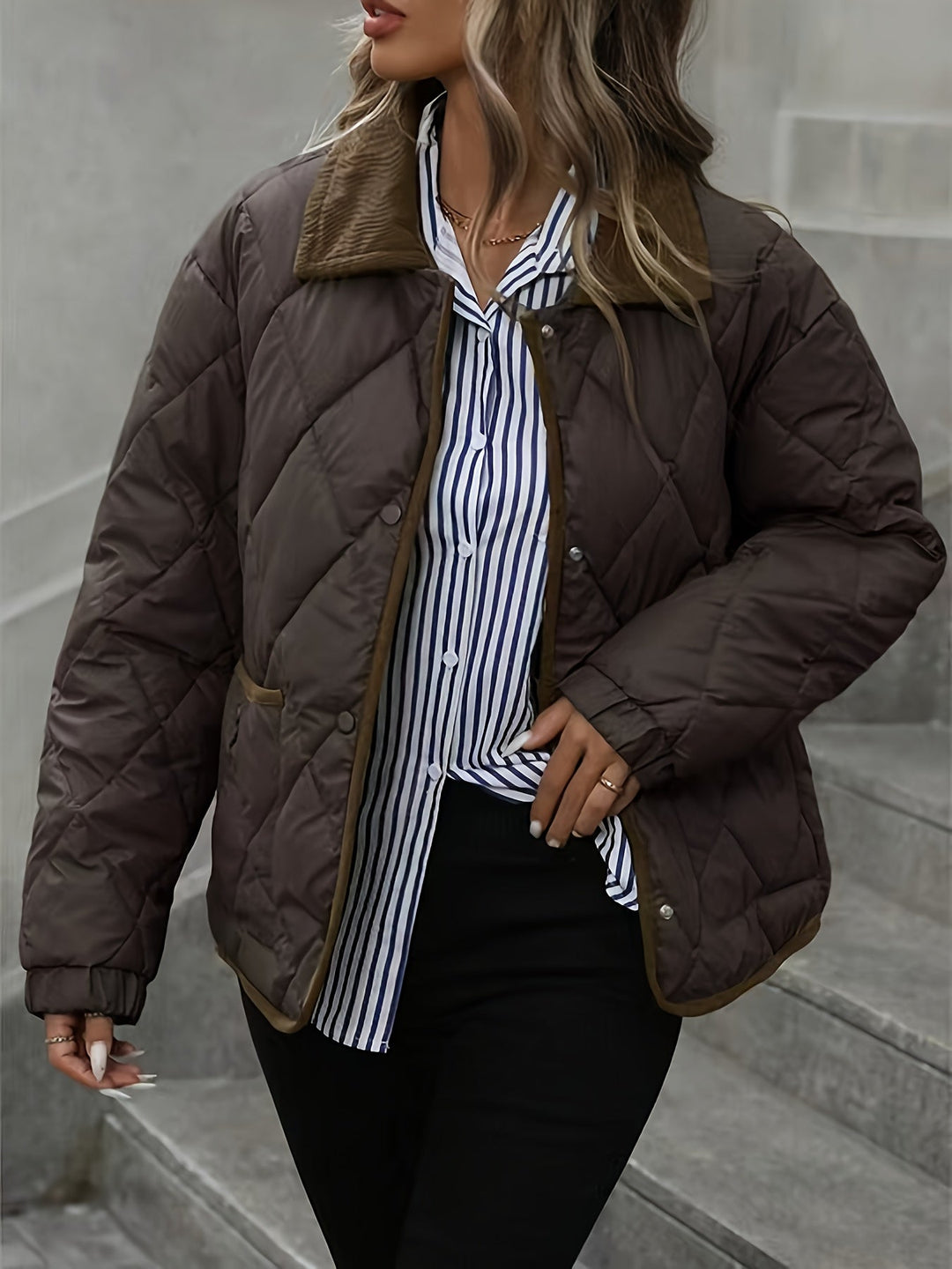 Diamond-Quilted Padded Jacket