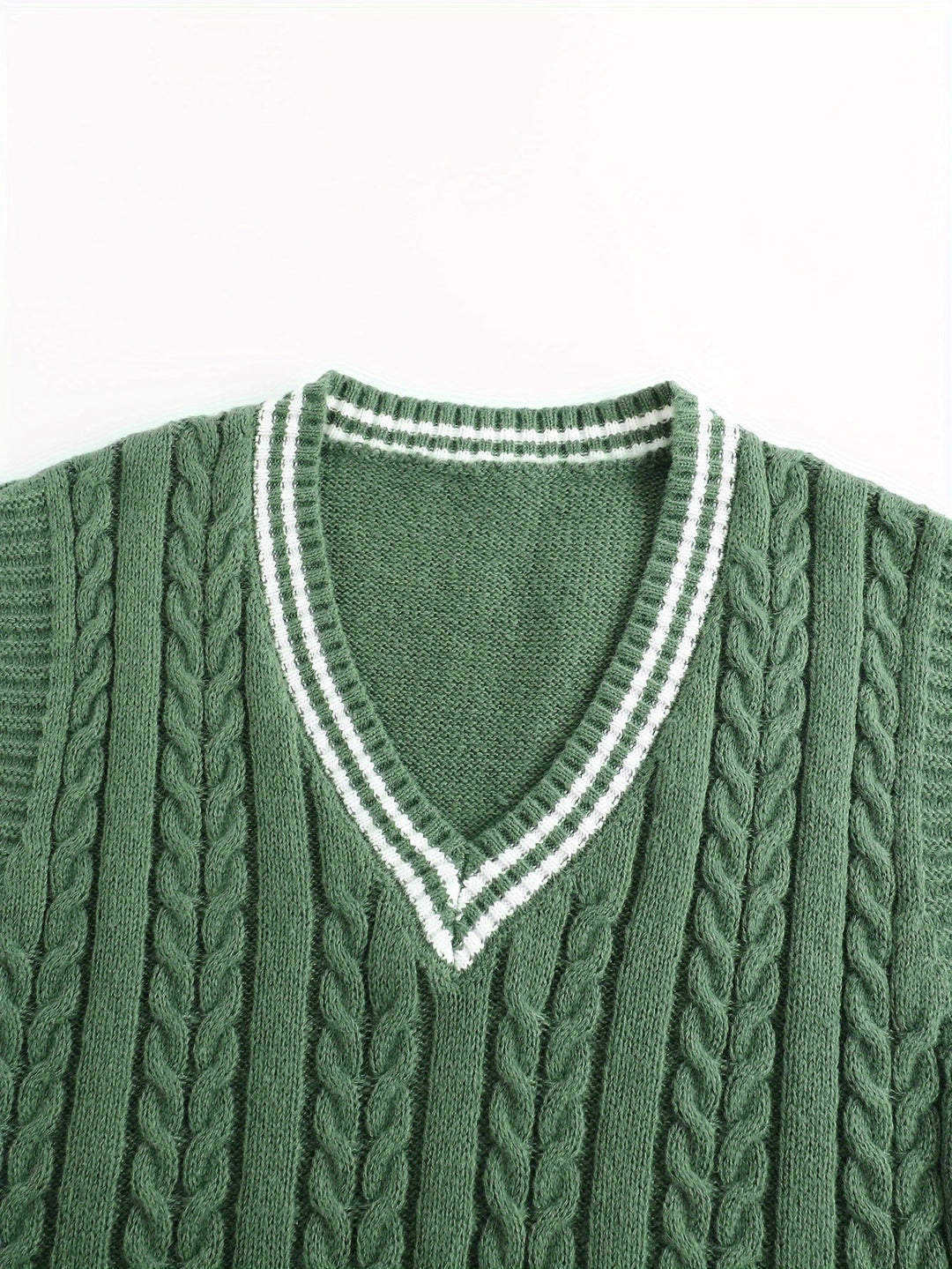 Cable-Knit V-Neck Sweater Vest