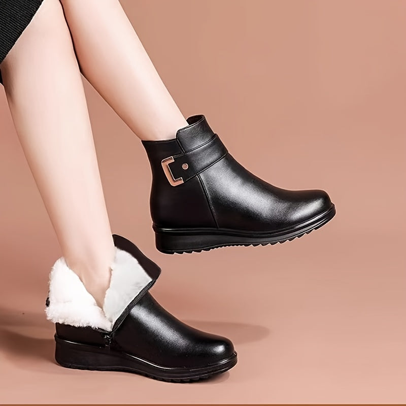 Cozy Buckle Ankle Boots