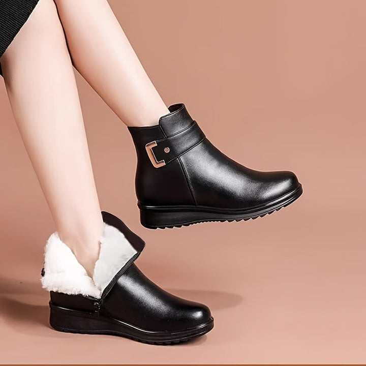 Cozy Buckle Ankle Boots