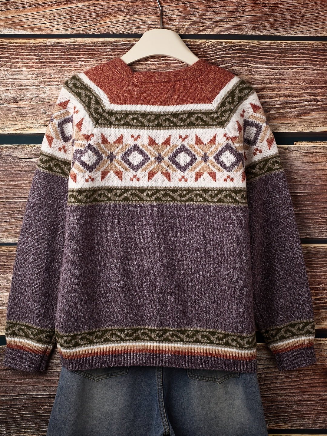 Patterned Button-Front Cardigan