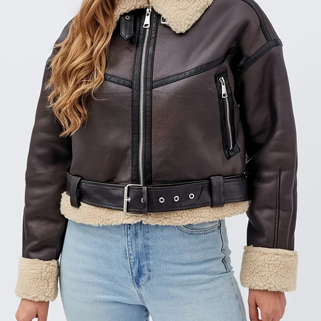 Cozy-Lined Moto Jacket