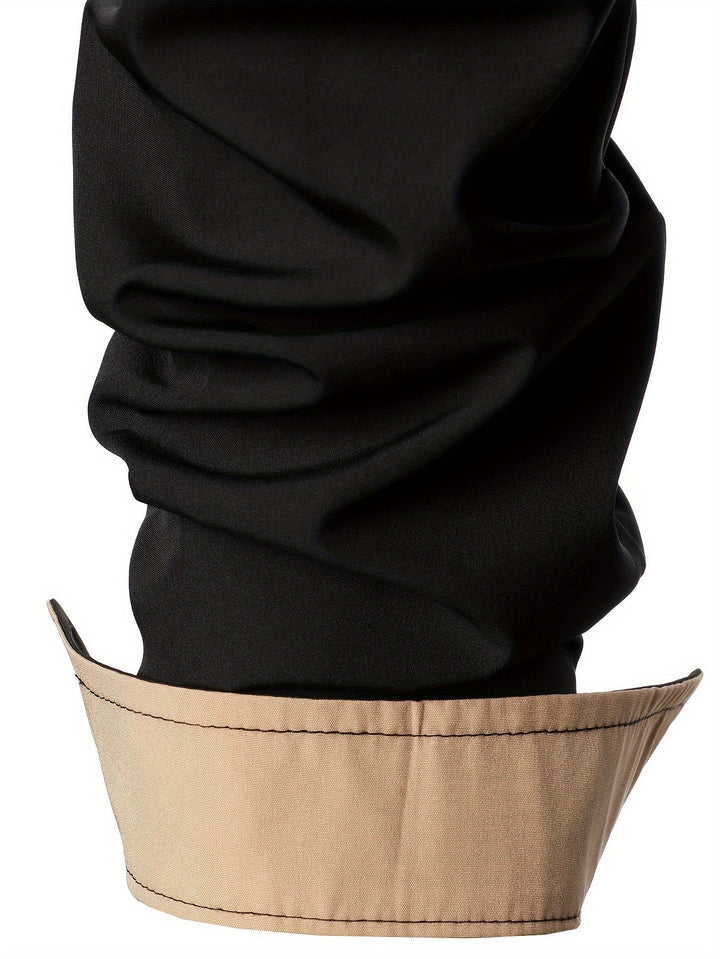 Contrast-Trim Long Sleeve Shirt