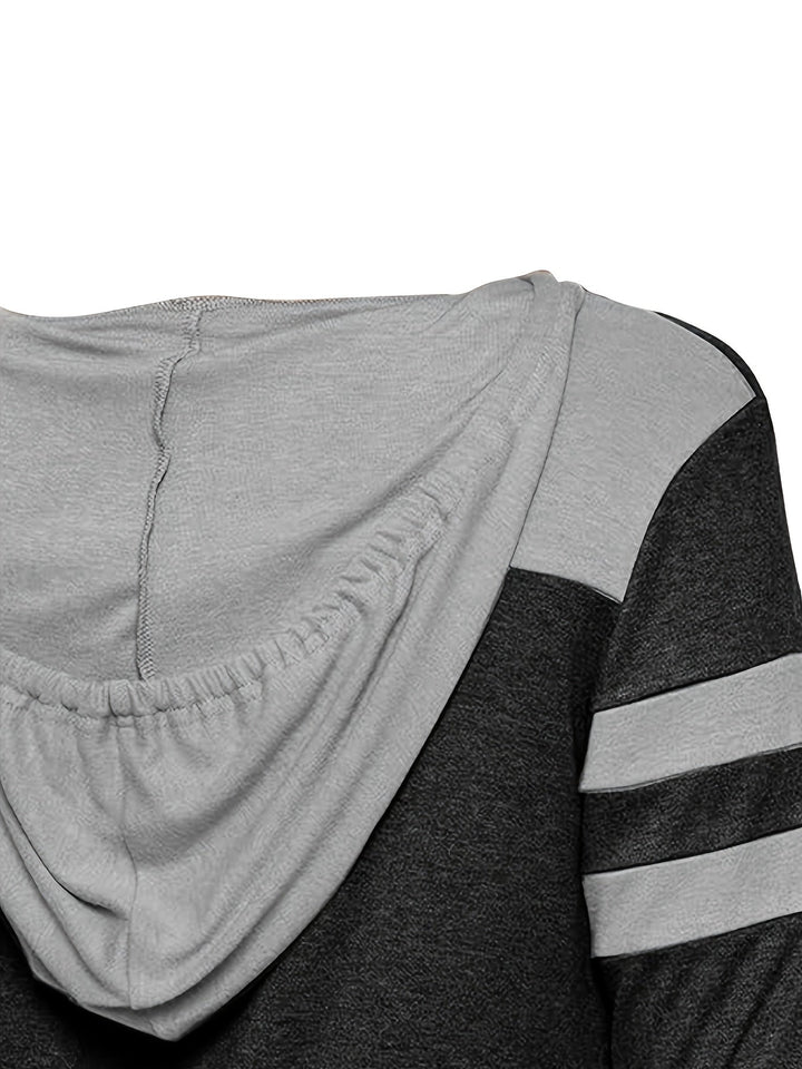 Two-Tone Drawstring Hoodie