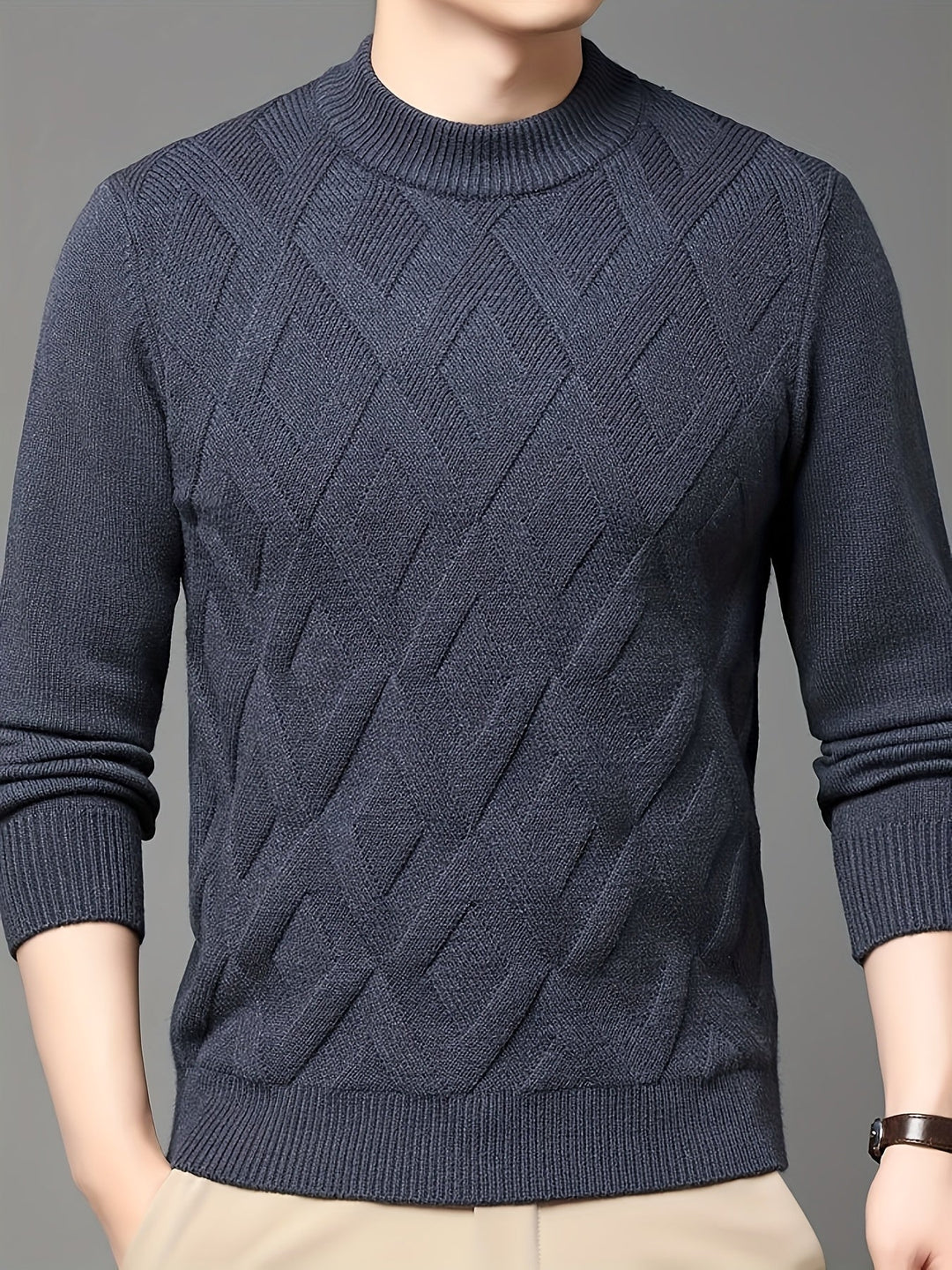 Textured Mock-Neck Sweater