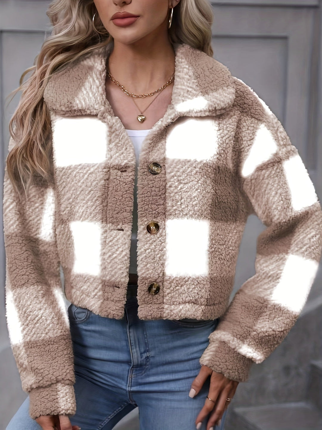 Cozy Cropped Plaid Jacket
