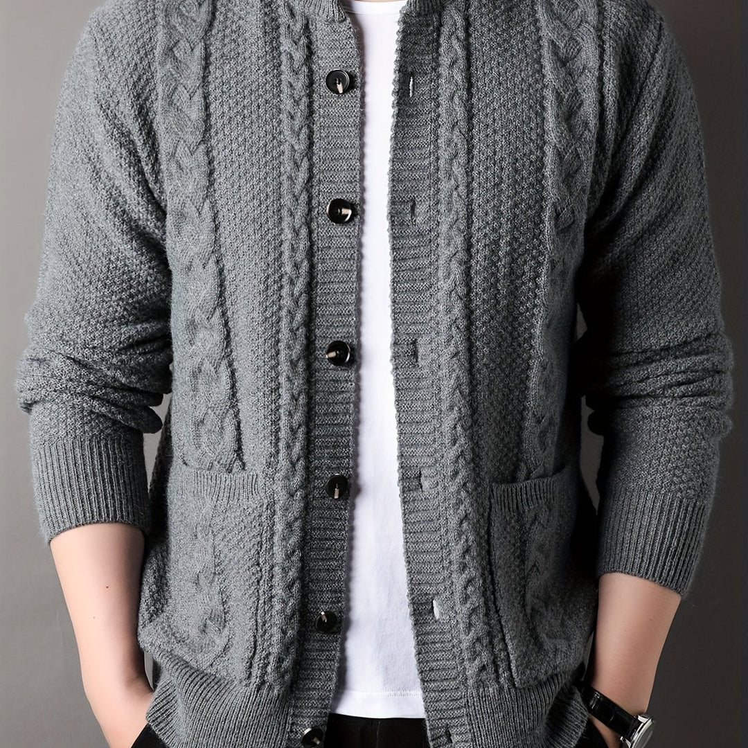 Textured Button-Front Cardigan