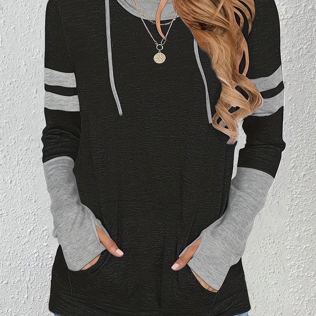 Two-Tone Drawstring Hoodie