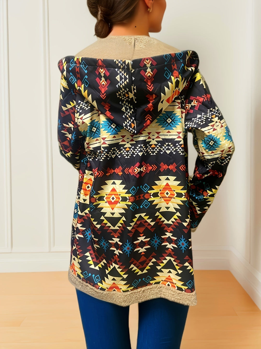 Cozy Patterned Hooded Coat