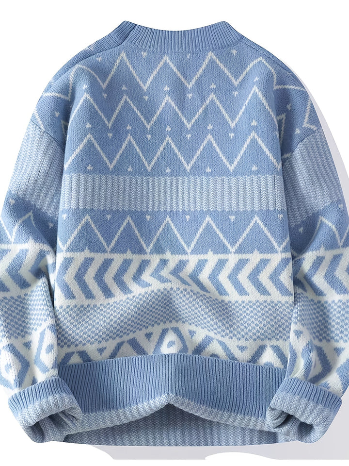 Patterned Crew-Neck Sweater