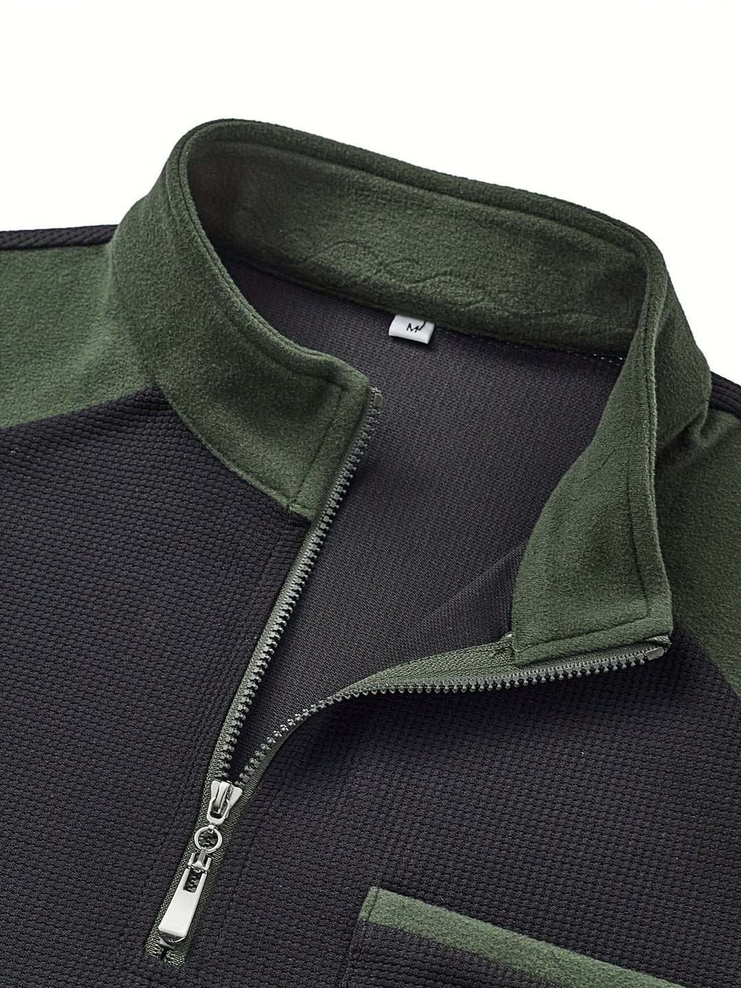 Textured Color-Block Quarter-Zip Sweater