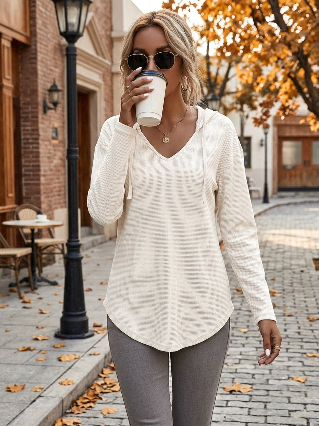 Relaxed V-Neck Hoodie
