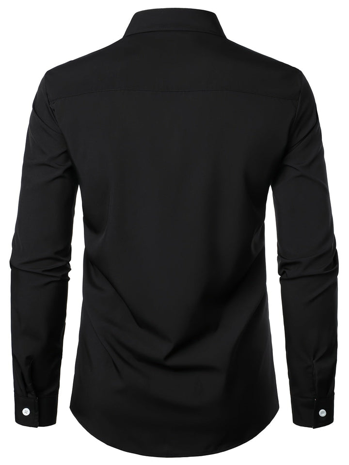 Contrast-Trim Long Sleeve Shirt