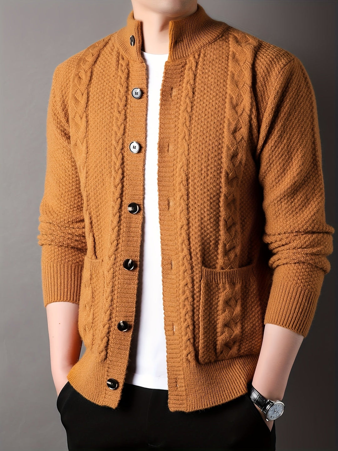 Textured Button-Front Cardigan