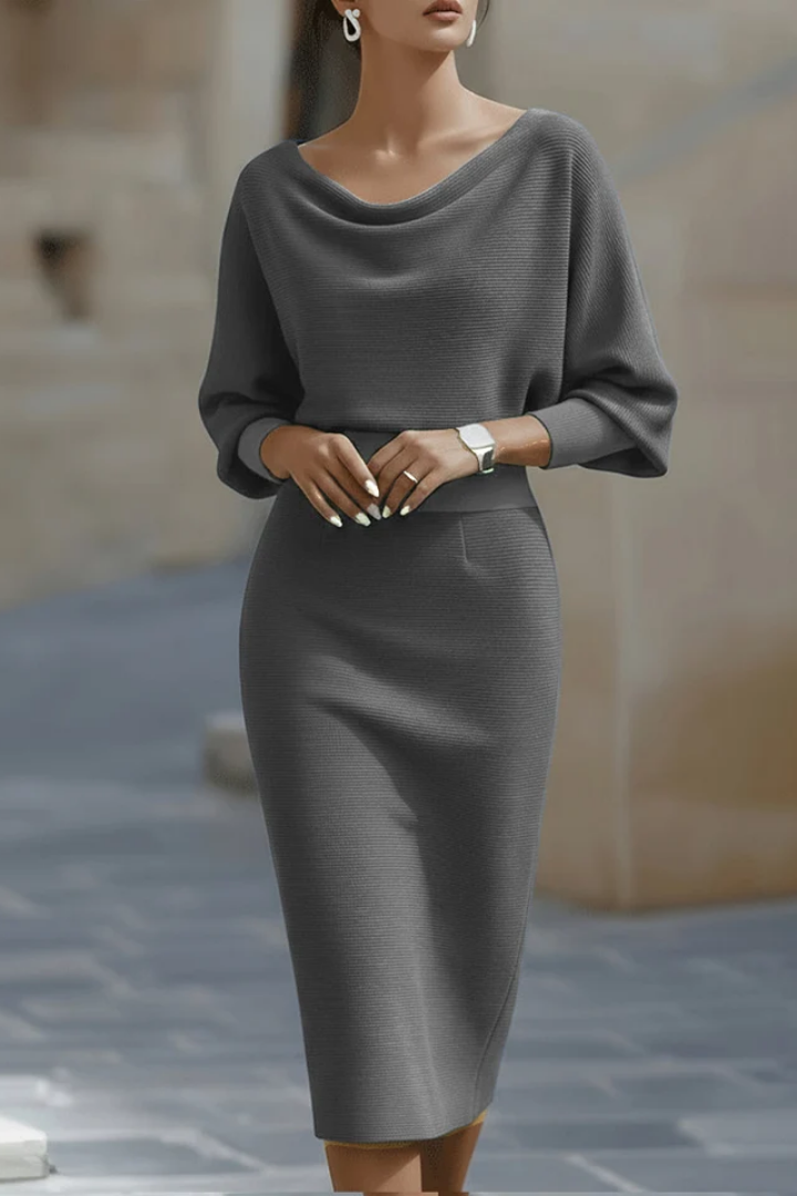 Draped Batwing Midi Dress