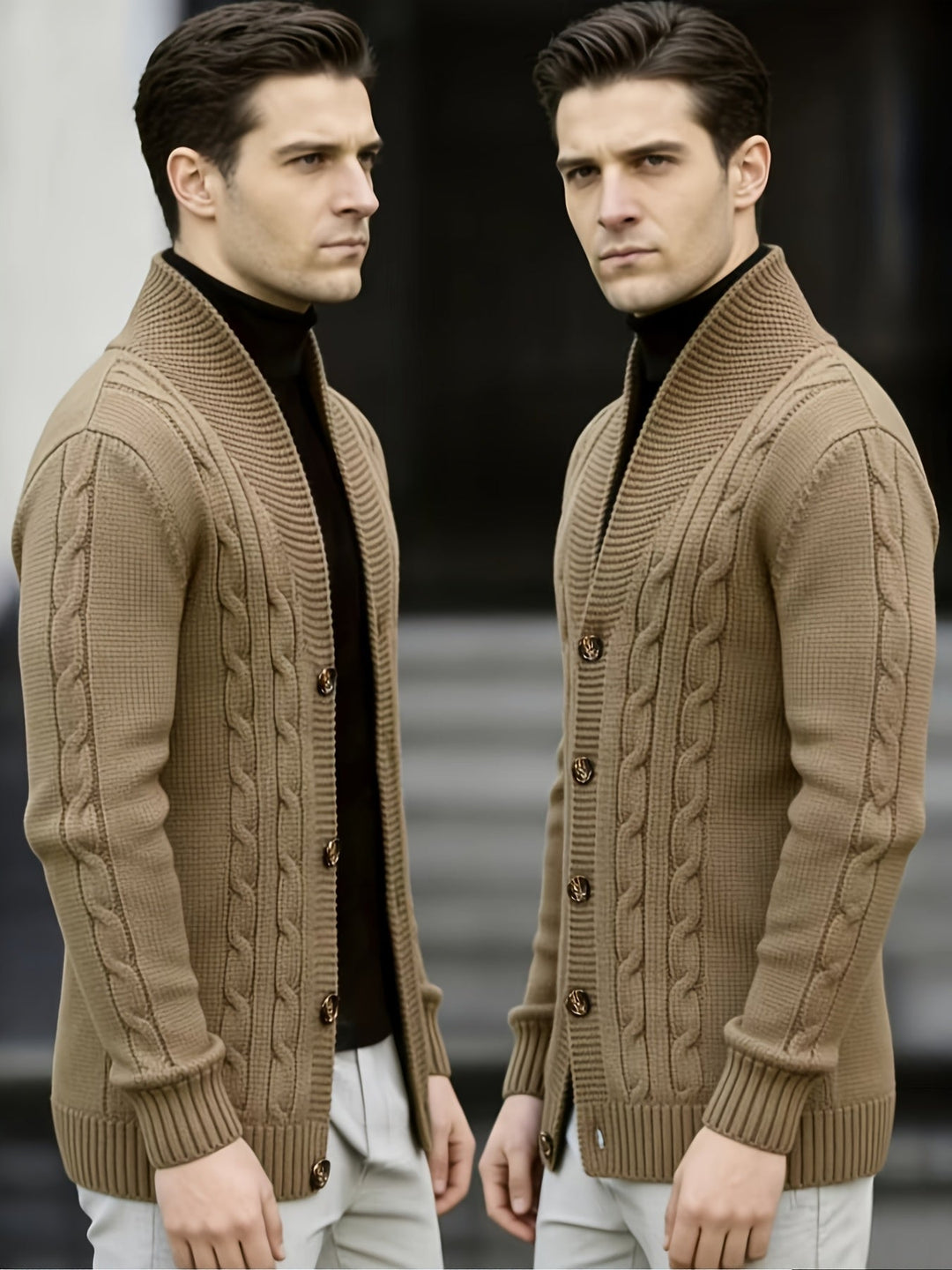 Cable-Knit Button Cardigan