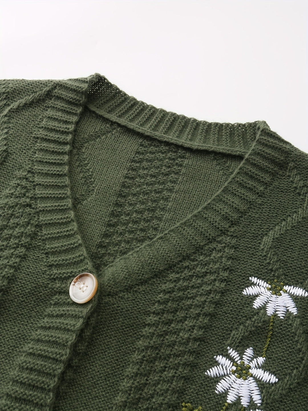 Floral Embroidered Button Cardigan