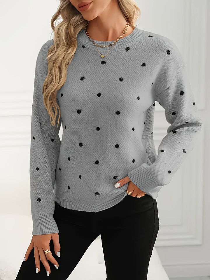 Polka Dot Crew Neck Sweater